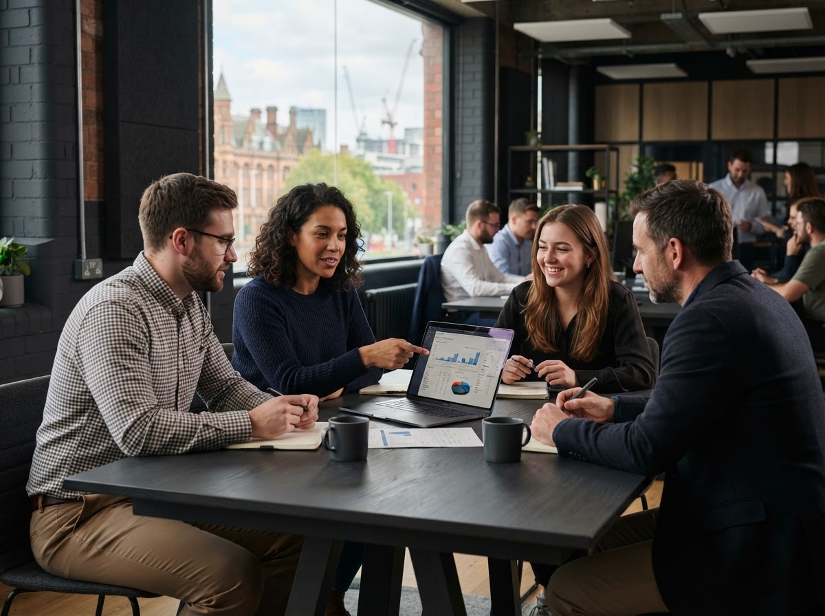 Allmart analyst reviewing encrypted portfolio data on a secure workstation
